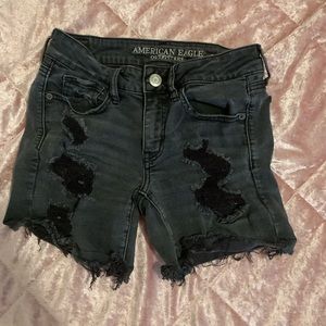 American eagle black denim shorts